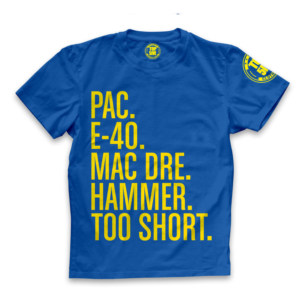 Top Five Bay Rappers Tee Blue Top 5ive Clothing Co